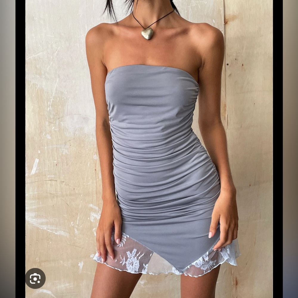 MOTEL ROCKS -  MOTEL X JACQUIE Carlie Bandeau Mini Dress In Slinky Grey